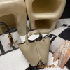 Picotin Lock 18/PM Taurillon Clemence (TC) 8Q Beige Marfa (Latest Color of 2023 AW Collection!) Gold Hardware Fully Hand-Stitched