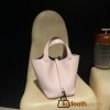 Picotin Lock 18/PM Taurillon Clemence (TC) 09 Mauve Pale 2023 (New Color Launched in Hermes 2022 AW) Silver Hardware Fully Hand-Stitched