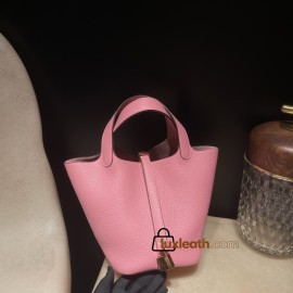 5P/Pink Gold Hardware Picotin Lock 18/PM Taurillon Clemence (TC)