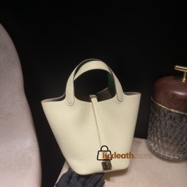 I8 Jaune Milton & U4/Vert Vertigo Gold Hardware Picotin Lock 18/PM Taurillon Clemence (TC)