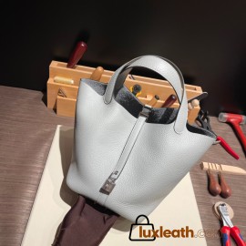 HERMES Picotin Lock 22 CLEMENCE 08/Blue Pale Silver Hardware