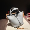 HERMES Picotin Lock 22 CLEMENCE 08/Blue Pale Silver Hardware