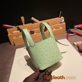 HERMES Picotin Lock 22/MM Ostrich 3I/Vert Criquet Silver Hardware