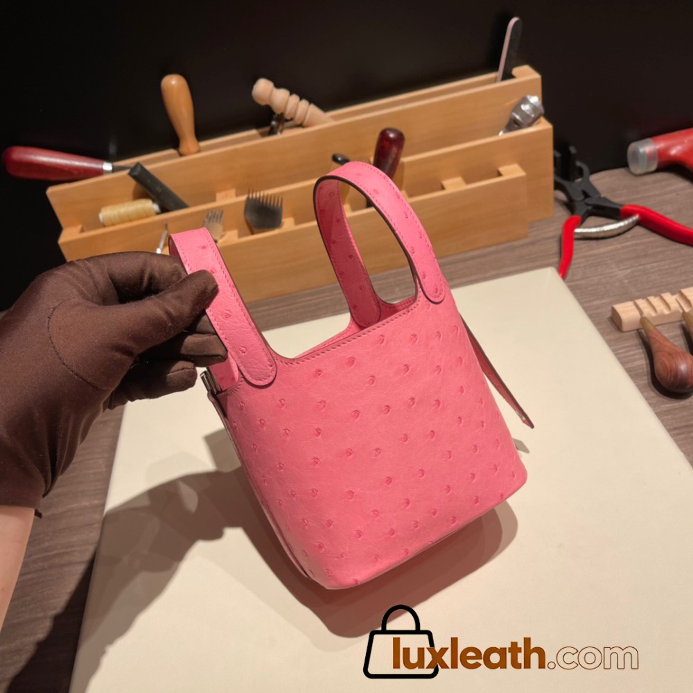 HERMES Picotin Lock 22/MM Ostrich 3I/Vert Criquet Silver Hardware