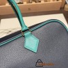 Hermès Plume 32 Evercolor 73/Blue Saphir X Vert Verone Silver Hardware Plume-002 Fully Hand-Stitched