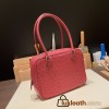 Hermès Plume 21 Ostrich B5/Ruby Silver Hardware Plume-003 Fully Hand-Stitched