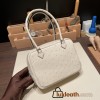 Hermès Plume 21 Ostrich 3C/Parchemin Silver Hardware Plume-004 Fully Hand-Stitched