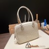 Hermès Plume 21 Ostrich 3C/Parchemin Silver Hardware Plume-004 Fully Hand-Stitched