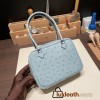 Hermès Plume 21 Ostrich 8U/Blue Glacier Silver Hardware Plume-005 Fully Hand-Stitched
