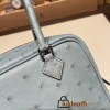 Hermès Plume 21 Ostrich 8U/Blue Glacier Silver Hardware Plume-005 Fully Hand-Stitched