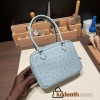 Hermès Plume 21 Ostrich 8U/Blue Glacier Silver Hardware Plume-005 Fully Hand-Stitched