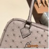 Hermès Plume 21 Ostrich M8/Gris Asphalt Silver Hardware Plume-007 Fully Hand-Stitched