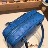 Hermès Plume 21 Ostrich T7/Blue Hydra Silver Hardware Plume-010 Fully Hand-Stitched