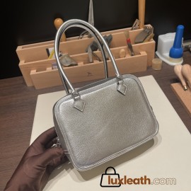 Hermès Plume 21 Chevre Mysore Silver Silver Hardware Plume-011 Fully Hand-Stitched