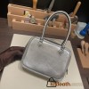 Hermès Plume 21 Chevre Mysore Silver Silver Hardware Plume-011 Fully Hand-Stitched