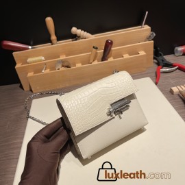 Hermès Verrou Mini 17cm Crocodile 8L/Beton (Béton) Silver Hardware Verrou-016 Fully Hand-Stitched