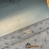Hermès Verrou Mini 17cm Ostrich T7/Blue Hydra Silver Hardware Verrou-017 Fully Hand-Stitched