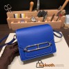 Hermès Roulis 19cm Swift 7T/Blue Electric Silver Hardware Roulis-023 Fully Hand-Stitched