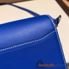 Hermès Roulis 19cm Swift 7T/Blue Electric Silver Hardware Roulis-023 Fully Hand-Stitched