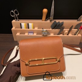 Hermès Roulis 19cm Barenia Faubourg 34/Fauve Gold Hardware Roulis-024 Fully Hand-Stitched