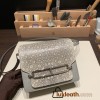 Hermès Roulis 19cm Crocodile Alligator & Natural Lizard 80/Pearl Grey X Ombre Silver Hardware Roulis-025 Fully Hand-Stitched