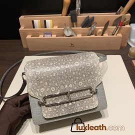 Hermès Roulis 19cm Crocodile Alligator & Natural Lizard 80/Pearl Grey X Ombre Silver Hardware Roulis-025 Fully Hand-Stitched