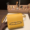 Hermès Roulis 19cm Evercolor 9D/Jaune Ambre Silver Hardware Roulis-036 Fully Hand-Stitched