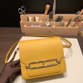 Hermès Roulis 19cm Evercolor 9D/Jaune Ambre Silver Hardware Roulis-036 Fully Hand-Stitched