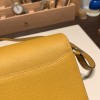 Hermès Roulis 19cm Evercolor 9D/Jaune Ambre Silver Hardware Roulis-036 Fully Hand-Stitched
