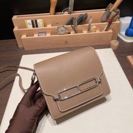 Hermès Roulis 19cm Evercolor 18/Étoupe Grey (Étoupe) Silver Hardware Roulis-038 Fully Hand-Stitched