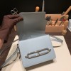 Hermès Roulis 19cm Evercolor Blue Glacier Silver Hardware Roulis-041 Fully Hand-Stitched
