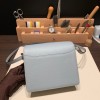 Hermès Roulis 19cm Evercolor Blue Glacier Silver Hardware Roulis-041 Fully Hand-Stitched