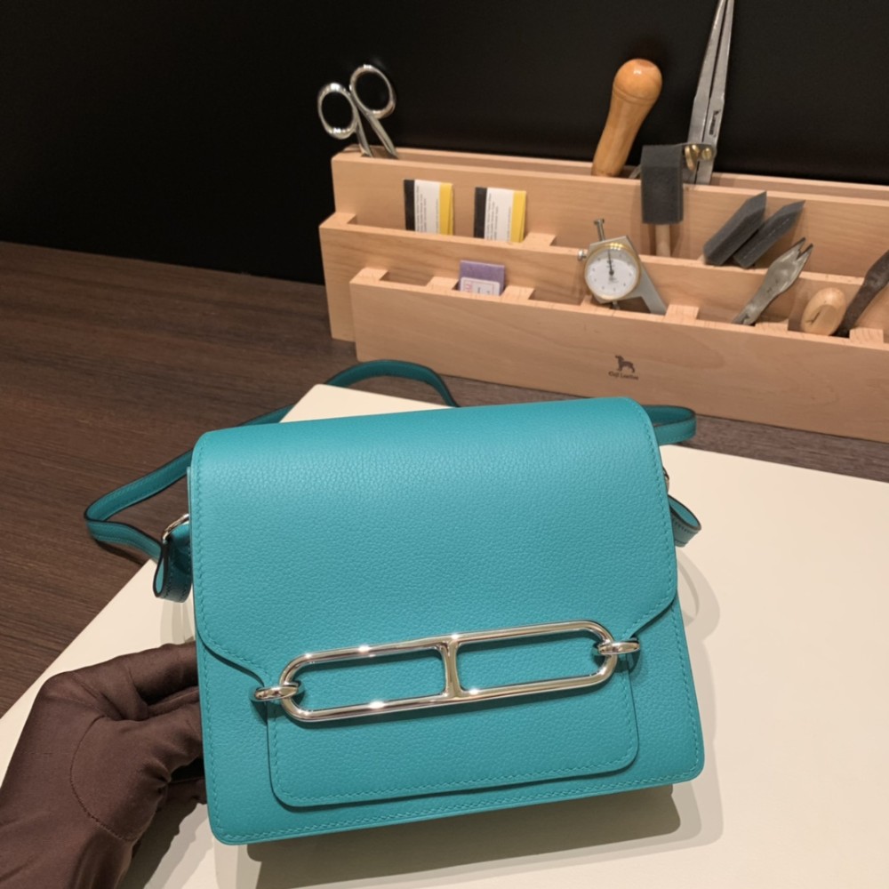Hermès Roulis 19cm Evercolor 6H/Vert Veronese Silver Hardware Roulis-042 Fully Hand-Stitched