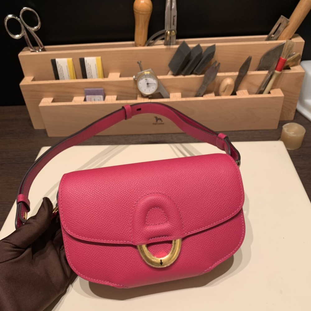 Hermès Cherche-Midi 18 Veau Epsom L3/Rose Purple Silver Hardware Cherche-044 Fully Hand-Stitched