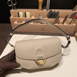 Hermès Cherche-Midi 18 Veau Epsom 81/Gris Tourterelle Silver Hardware Cherche-047 Fully Hand-Stitched