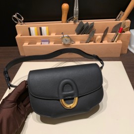 Hermès Cherche-Midi 18 Veau Epsom 89/Black (Noir) Silver Hardware Cherche-050 Fully Hand-Stitched