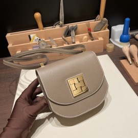 Hermès Mosaique 17cm Veau Epsom 8C/Elephant Grey Gold Hardware Mosaique-064 Fully Hand-Stitched