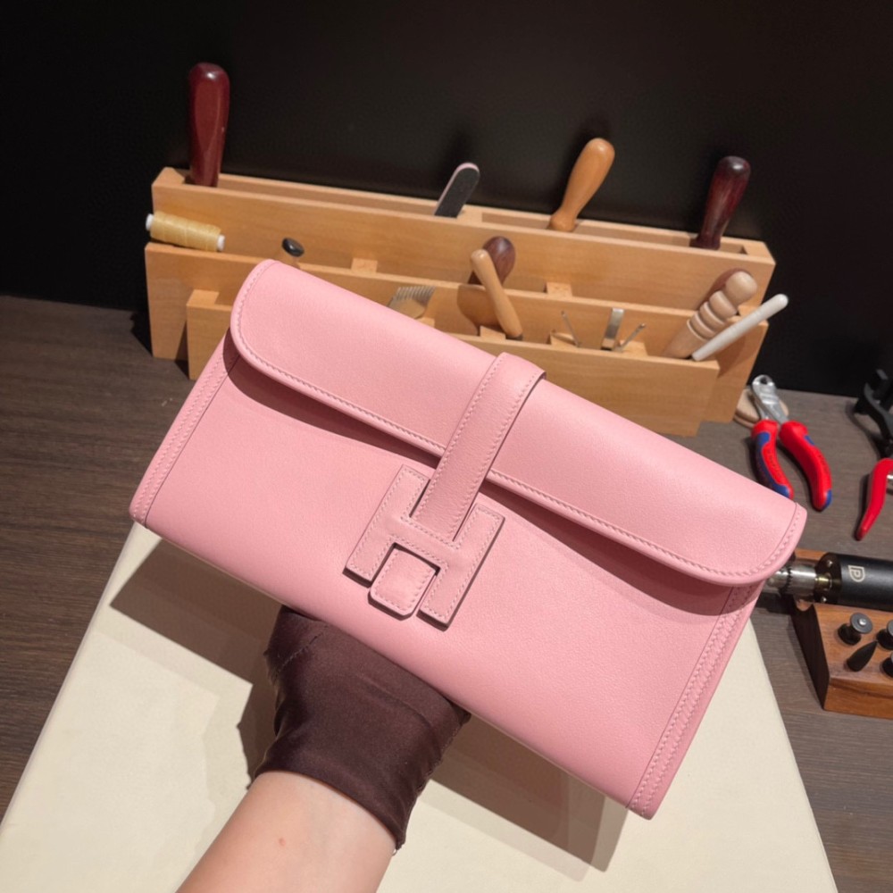 Hermès Jige Elan 29 Clutch Swift 3Q/Rose Sakura JigeElan-076 Fully Hand-Stitched