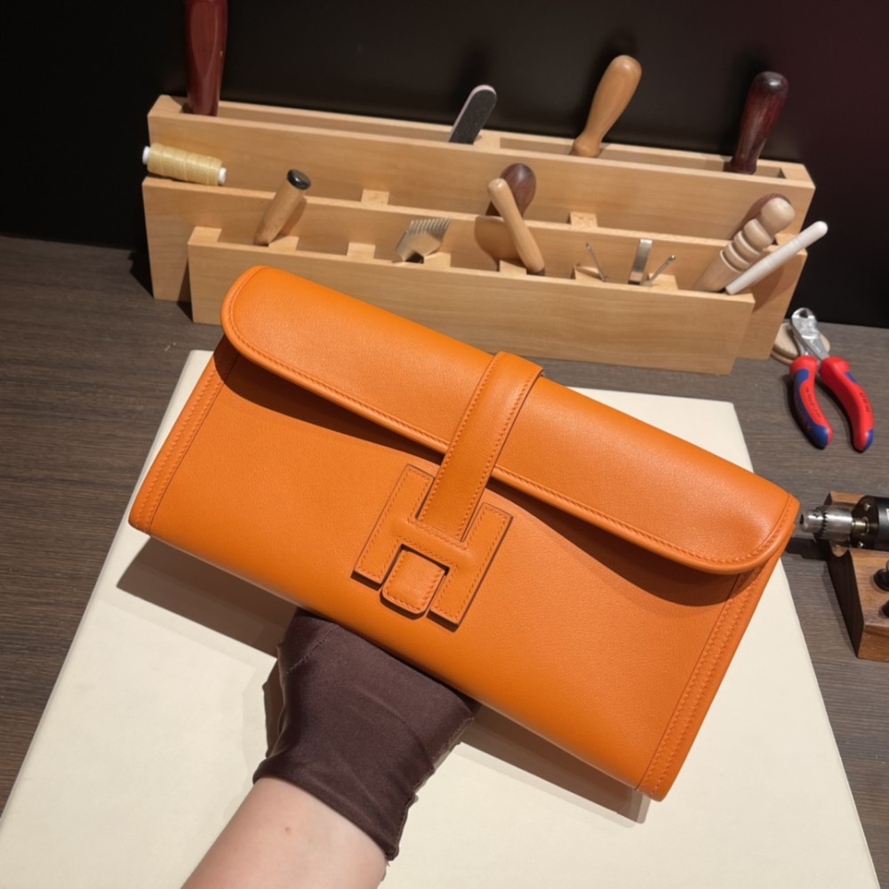 Hermès Jige Elan 29 Clutch Swift 9J/Feu JigeElan-086 Fully Hand-Stitched