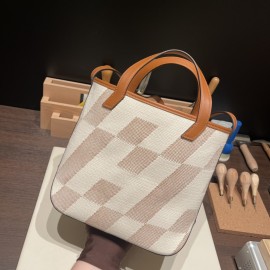 Hermès Cabas H En Biais 27cm Twill Ash/Swift 37/Gold Biais27-090 Fully Hand-Stitched