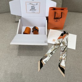 Hermes Saddle Flower Bouquet Twilly Small Scarf