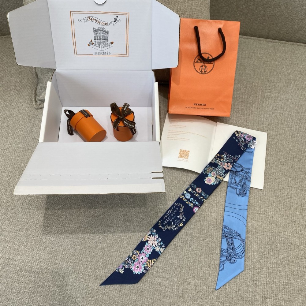Hermes Gorgeous Rein Flower Version Twilly Small Scarf