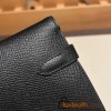 Hermès Kelly Wallet Long Veau Epson 89/Black (Noir) Black Silver Hardware wallet-001 Fully Hand-Stitched
