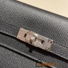 Hermès Kelly Wallet Long Veau Epson 89/Black (Noir) Black Silver Hardware wallet-001 Fully Hand-Stitched