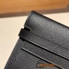 Hermès Kelly Wallet Long Veau Epson 89/Black (Noir) Black Silver Hardware wallet-001 Fully Hand-Stitched