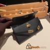 Hermès Kelly Wallet Long Veau Epson 89/Black (Noir) Black Gold Hardware wallet-002 Fully Hand-Stitched