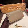 Hermès Kelly Wallet Long Veau Epson 18/Étoupe Grey (Étoupe) Etoupe Silver Hardware wallet-003 Fully Hand-Stitched