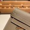 Hermès Kelly Wallet Long Veau Epson 18/Étoupe Grey (Étoupe) Etoupe Silver Hardware wallet-003 Fully Hand-Stitched