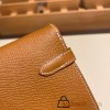 Hermès Kelly Wallet Long Veau Epson 37/Gold Gold Silver Hardware wallet-004 Fully Hand-Stitched