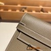 Hermès Kelly Wallet Long Veau Epson 18/Étoupe Grey (Étoupe) Etoupe Gold Hardware wallet-005 Fully Hand-Stitched